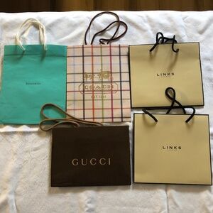 Designer Shopping Bags Tiffany &Co, Gucci, Links London, Coach